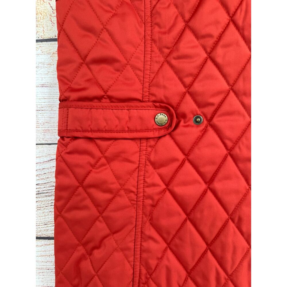 LL Bean Quilted Full Zip Vest Womens Medium Rust Brown Plaid Lined Cord Collar - Picture 5 of 10